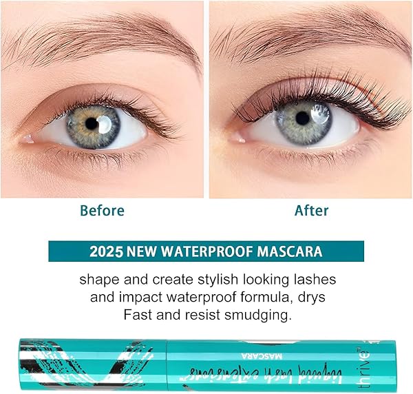 Thrive Mascara Extensions, Tubing Mascara Cosmetics, Waterproof Smudge-Proof Natural No Clumping Thick and Slender Lasting All Day (Rich Black 10.7g/0.38 OZ) - 2