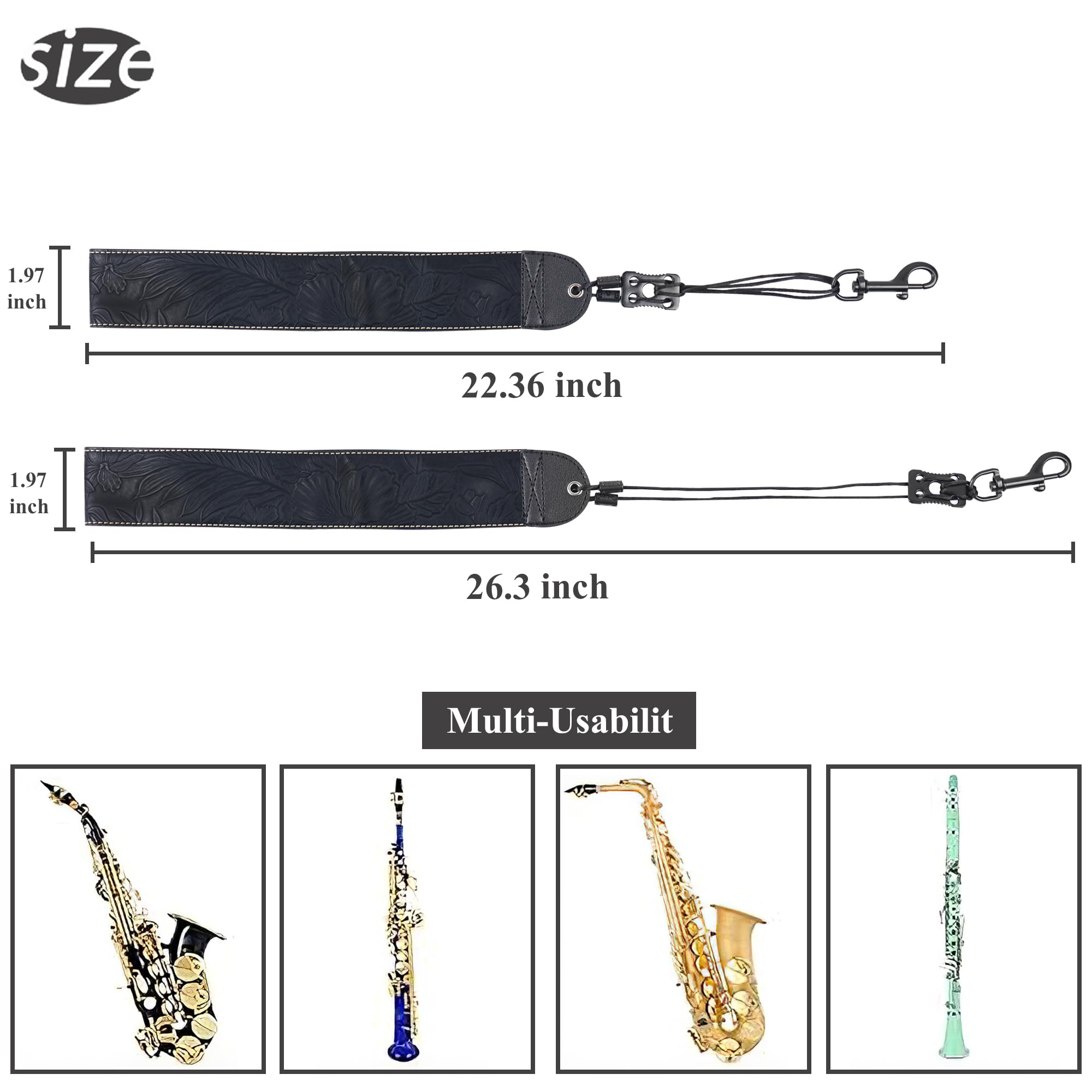 Czzmy Saxophone Neck Strap,Alto Tenor Bari Soprano Sax Neck Harness,Musical Instruments Accessories Parts(1-Carved Black) - Image 4