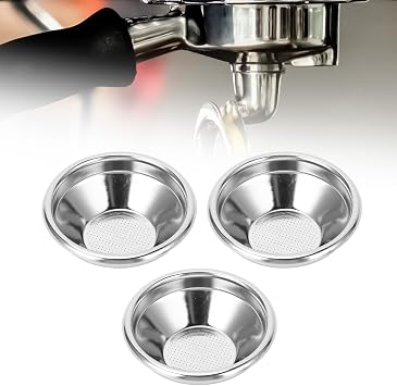 3pcs Stainless Steel Espresso Filter Basket, 54mm Pressurized Porous Portafilter for Single Cup Coffee, Espresso Machine Accessories