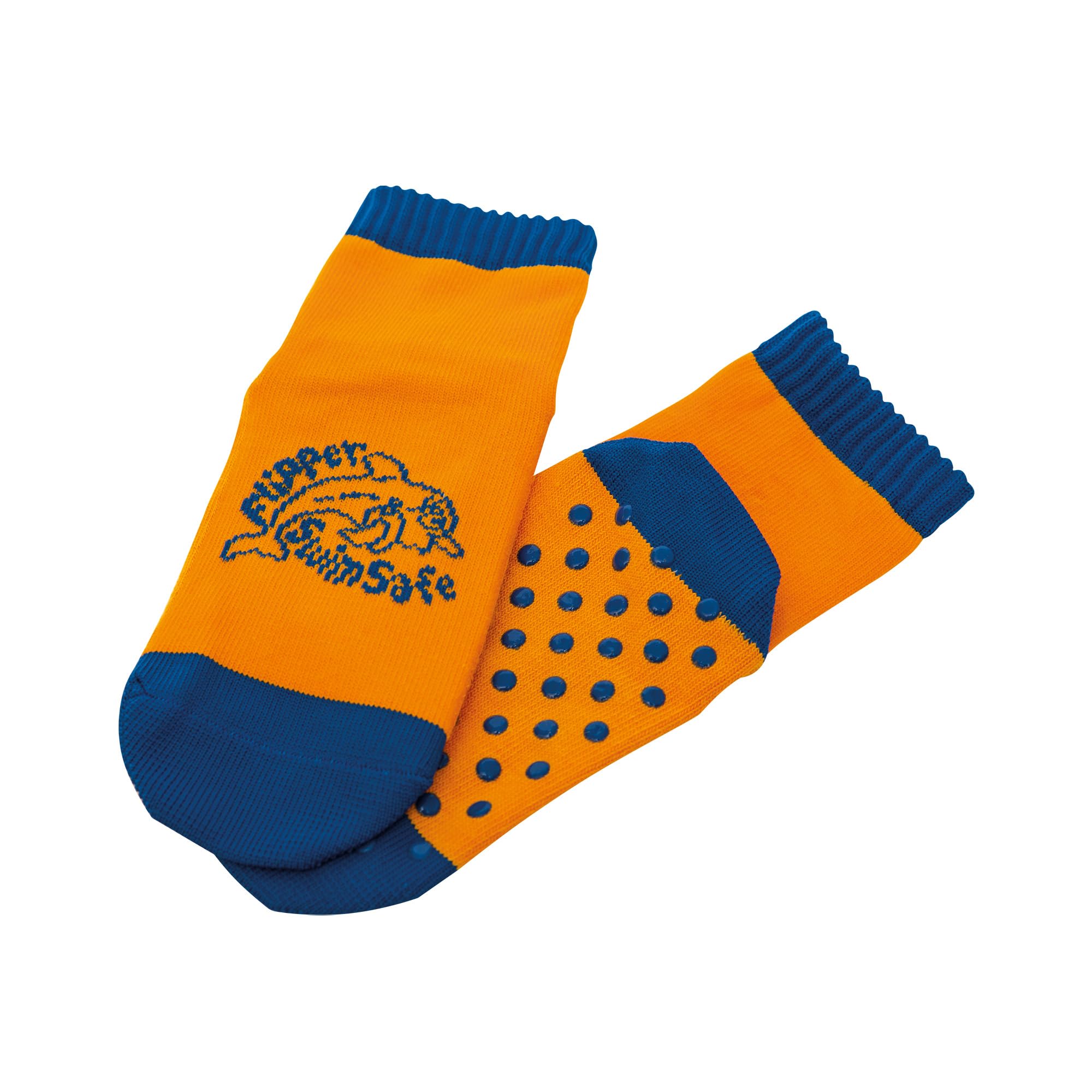 Flipper Swimsafe - Aquasocken mit Anti-Rutsch-Sohle in Blau-Orange, für Kinder und Kleinkinder, für den unbeschwerten Schwimmbadbesuch, Made in Germany
