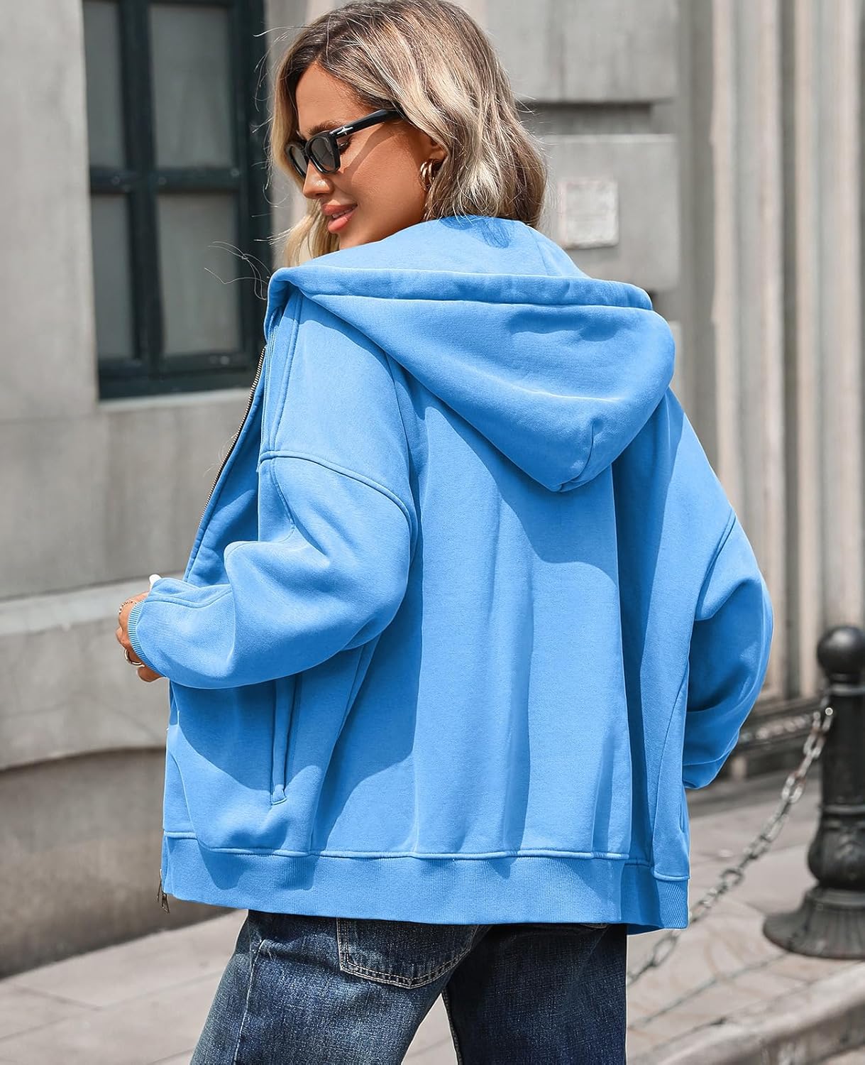 Oversized Zip Up Hoodies for Women Acid Wash Sweatshirts Fall Winter Y2k Clothes Jackets Vintage Streetwear - Image 5