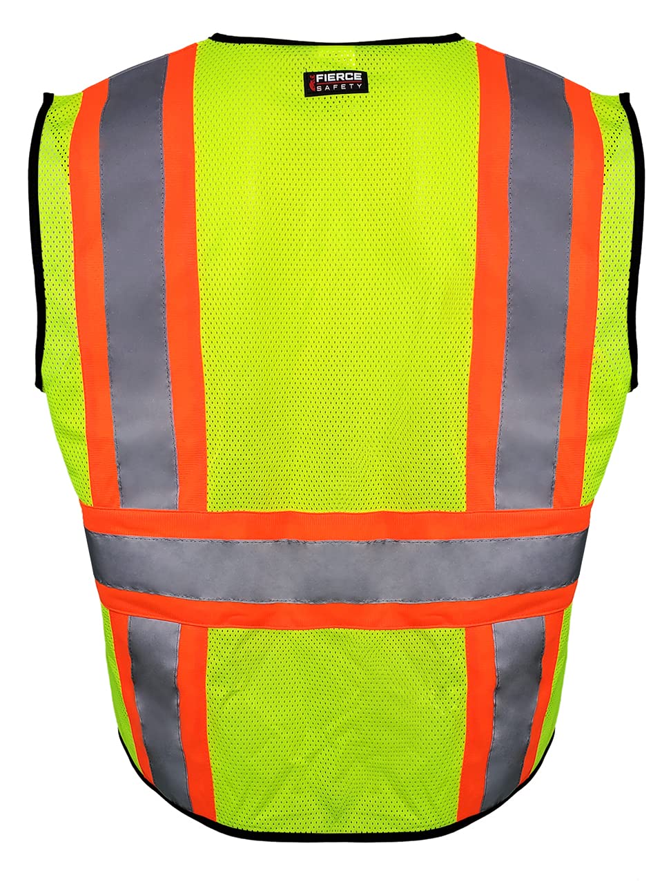 Fierce Safety SU200G Surveyors Class 2 Green Vest with Orange Trim and Black Bottom 100% Polyester | Meets ANSI/ISEA | Large