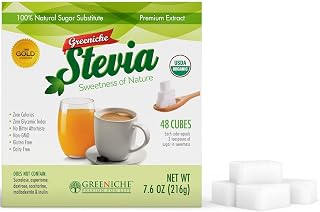 Greeniche Stevia Cube, 48 Cubes, Stevia Extract, Food Additive, Sugar Substitute, Completely Safe Sweetener Extracted from the Stevia Rebaudiana