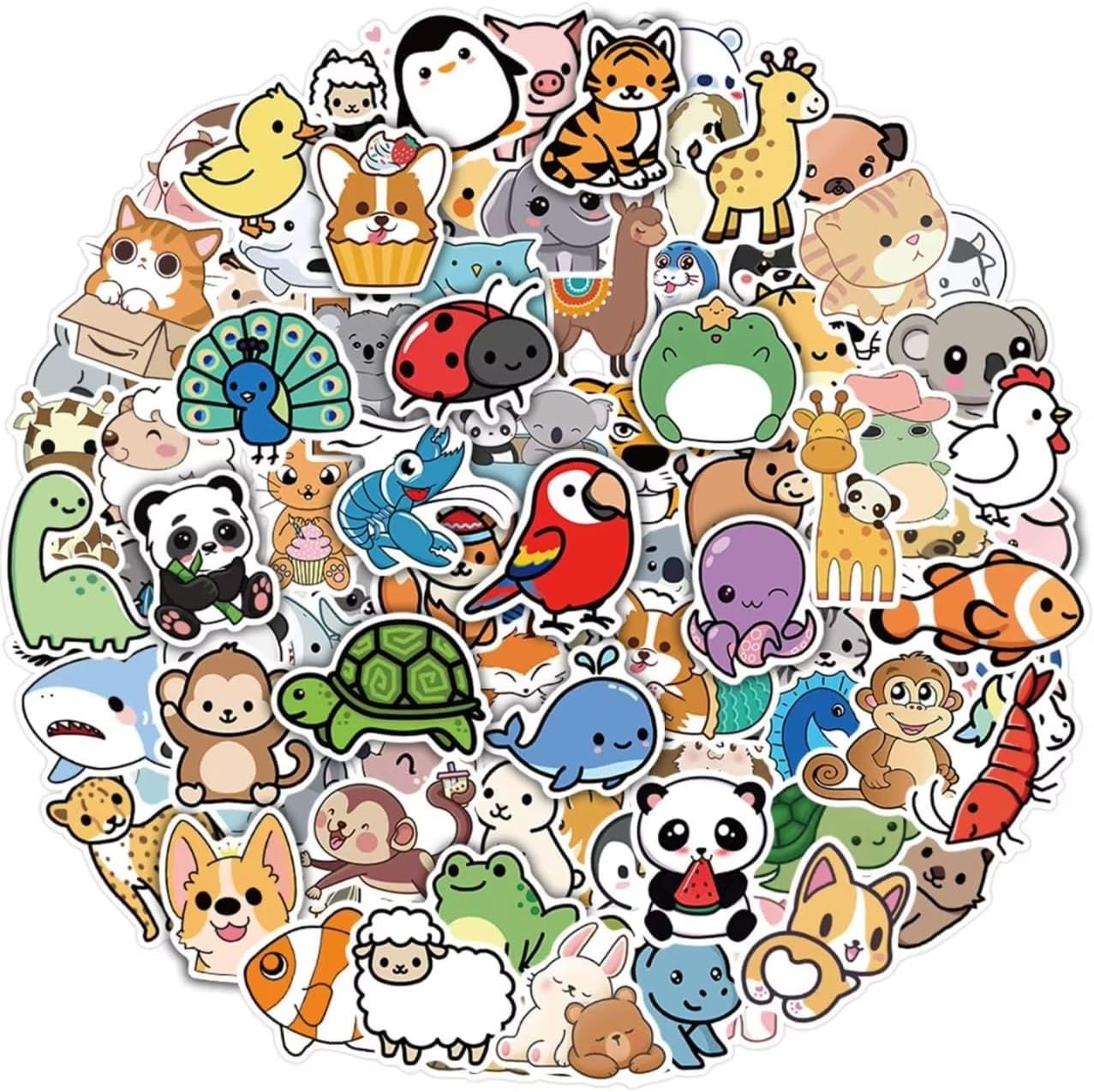Cute Animal Stickers for Kids, Waterproof Vinyl Decals for Water Bottles, Laptops, Classroom Prizes, Elementary School Rewards (100 PCs)