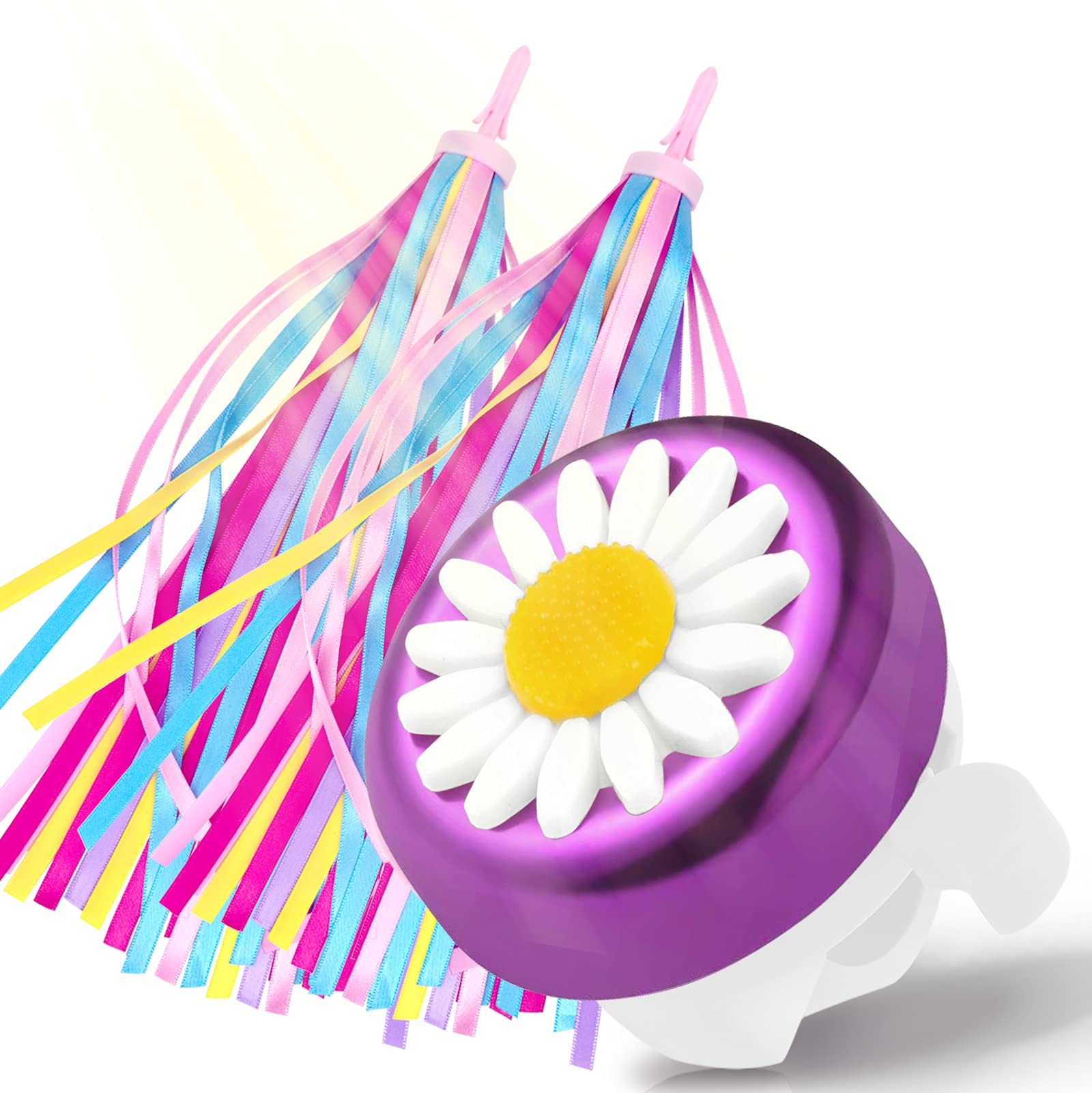 kortes1 Pack Kids Bike Bell and 2 Pack Kids Bike Streamers for Children's Bike Accessories (Pink, Red,& Blue)