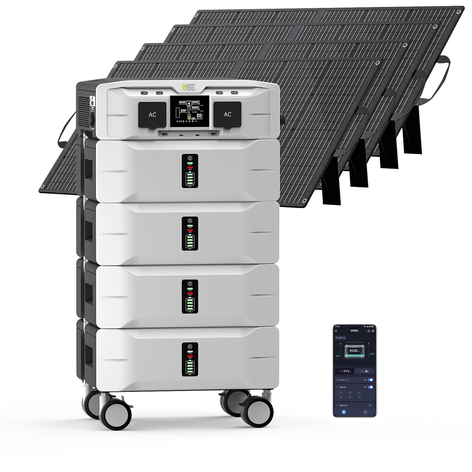 IEE SP5000 10240Wh Solar Power Station 5000W 9000 Peak AC Output 120V 240V Split Phase LFP Battery with