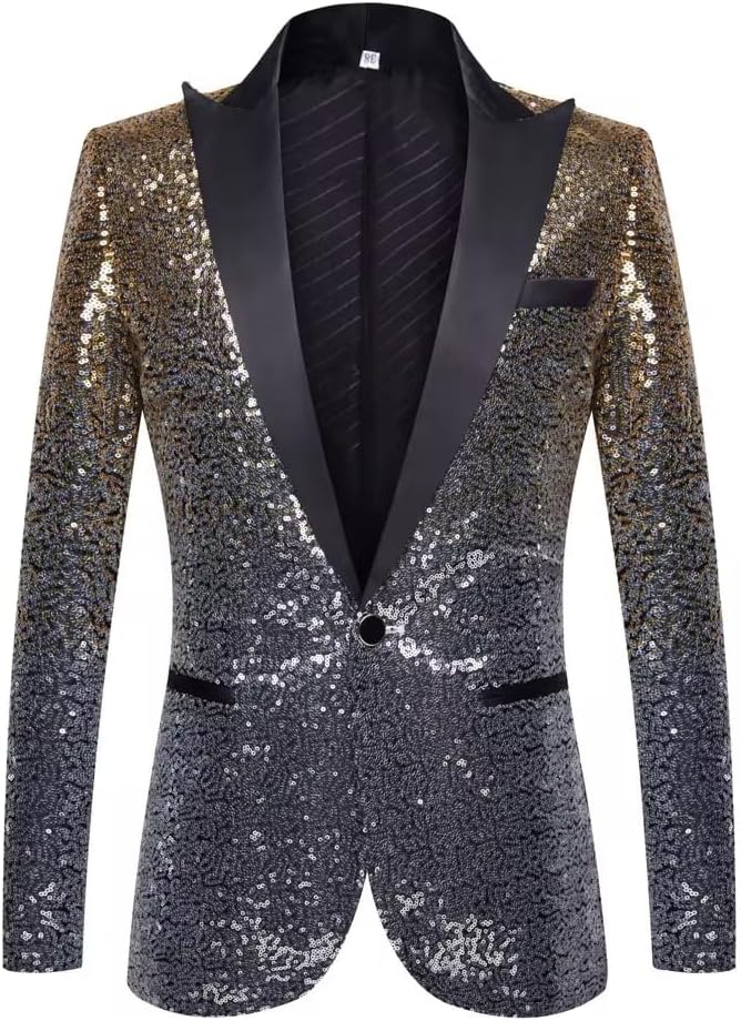 Men's Gradual Sequin Suit Jacket Annual Show Singer Stage Top Match Costume