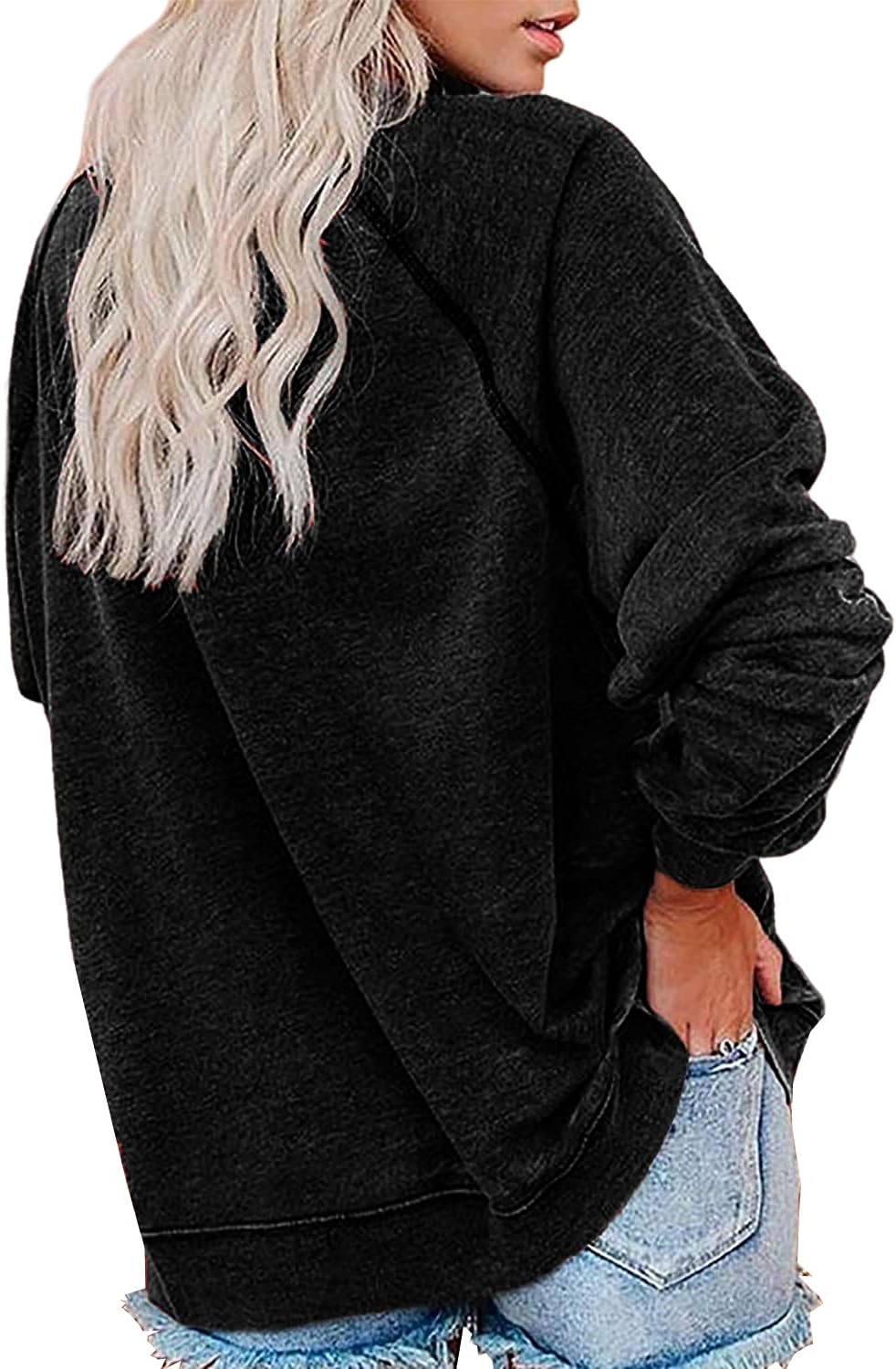 Vdnerjg Women's New York Letter Print Sweatshirt Crewneck Long Sleeve Casual Loose Fit Pullover Shirt - Image 3