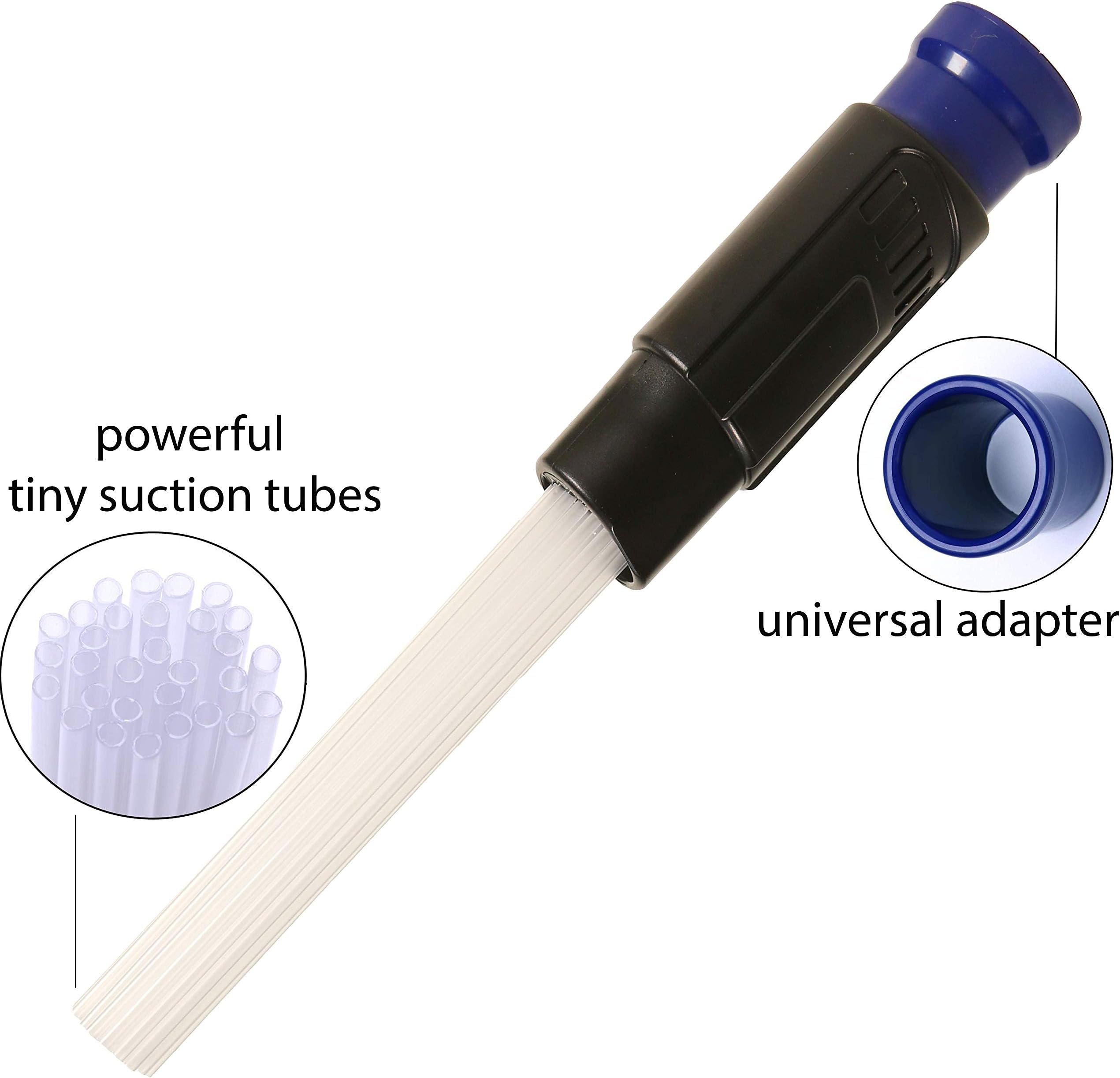 Dusty Brush Universal Vacuum Attachment Dust Cleaning Tool with Tiny Tubes for Home, Car, Keyboard, Drawer, Jevelery, Air Vent, Plants, Pets, Dog, Corner, Rattan