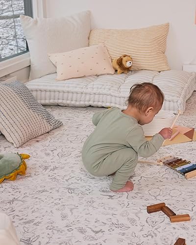 Miniatura 8 de House of Noa Tapete de juego para bebés, 4 x 8 pulgadas, Latte Emile, juego de 8 azulejos, tapete de juego de espuma EVA acolchada para pisos,