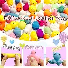 LENYOQIN 100 Pcs Kawaii Squishies, Mochi Squishy Toys for Kids Party Favors, Mini Sensory Stress Relief Toys, Goodie Bags Novelty Toy, Classroom Prizes, Birthday Gift, Fidget Toys, Random