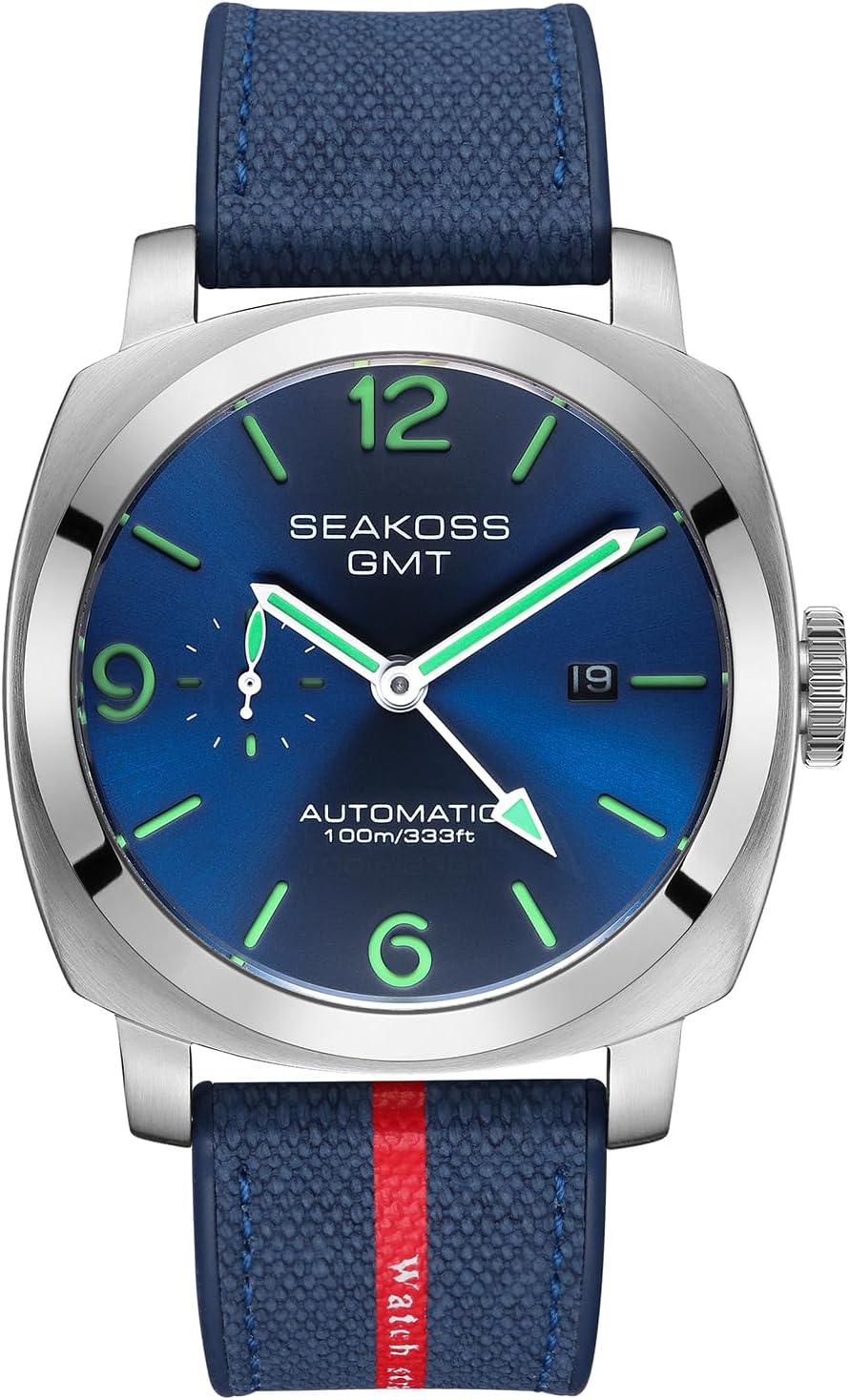 SEAKOSS GMT Watches for Men Automatic 45MM Date 10ATM Waterproof Seagull ST2557 Movement Luminous Stainless Steel Sapphire Glass Mechanical Wristwatches S8441
