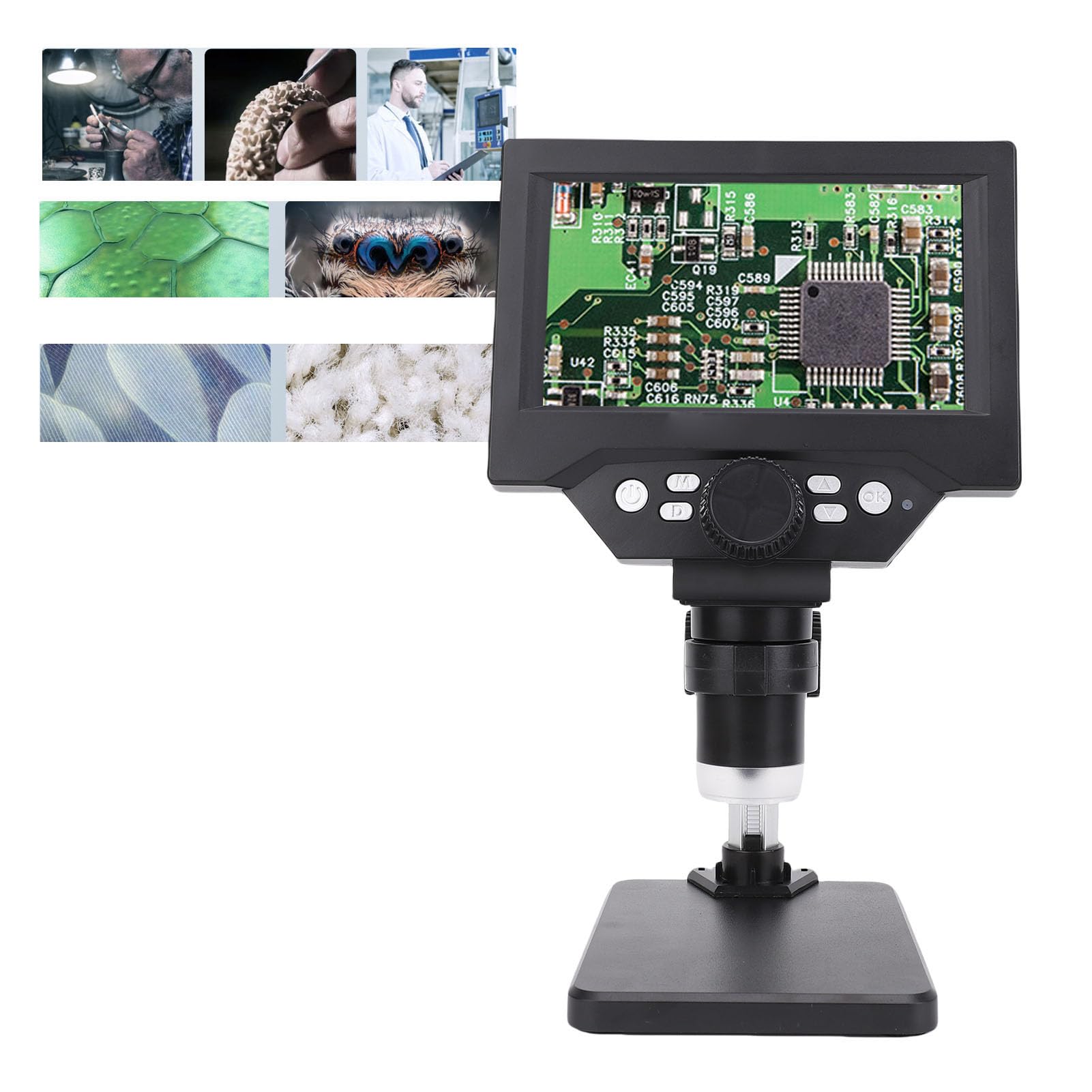 Mikroskop Cyfrowy, Electronic Microscope Lagrifer 1000X, Precyzyjne Skupienie 1080p HD, z 8 światłami LED dla Dorosłych Lutowania, Obserwacja Roślin Zwierząt, Widok na Komputery
