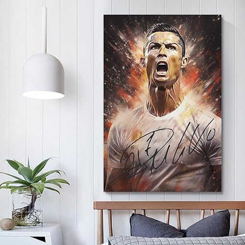 Miniatura 5 de LEFEDA Cristiano Ronaldo - Póster de fútbol para decoración artística de pared, lienzo para decoración de dormitorio, 12 x 18 pulgadas, 2 unidades
