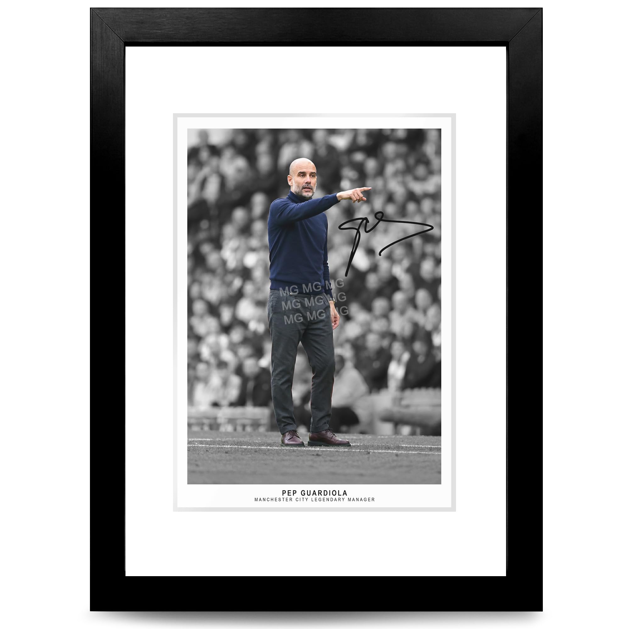 Pep Guardiola Signed A4 Poster Photo Print Framed Autograph Gift Manager Manchester City Legend Treble Winner (A4 Framed & Mounted)