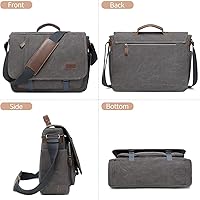 Vista 7 de Canvas Messenger Bag for Men Waterproof Business Bags for Men Vintage Canvas Laptop Bag Gris