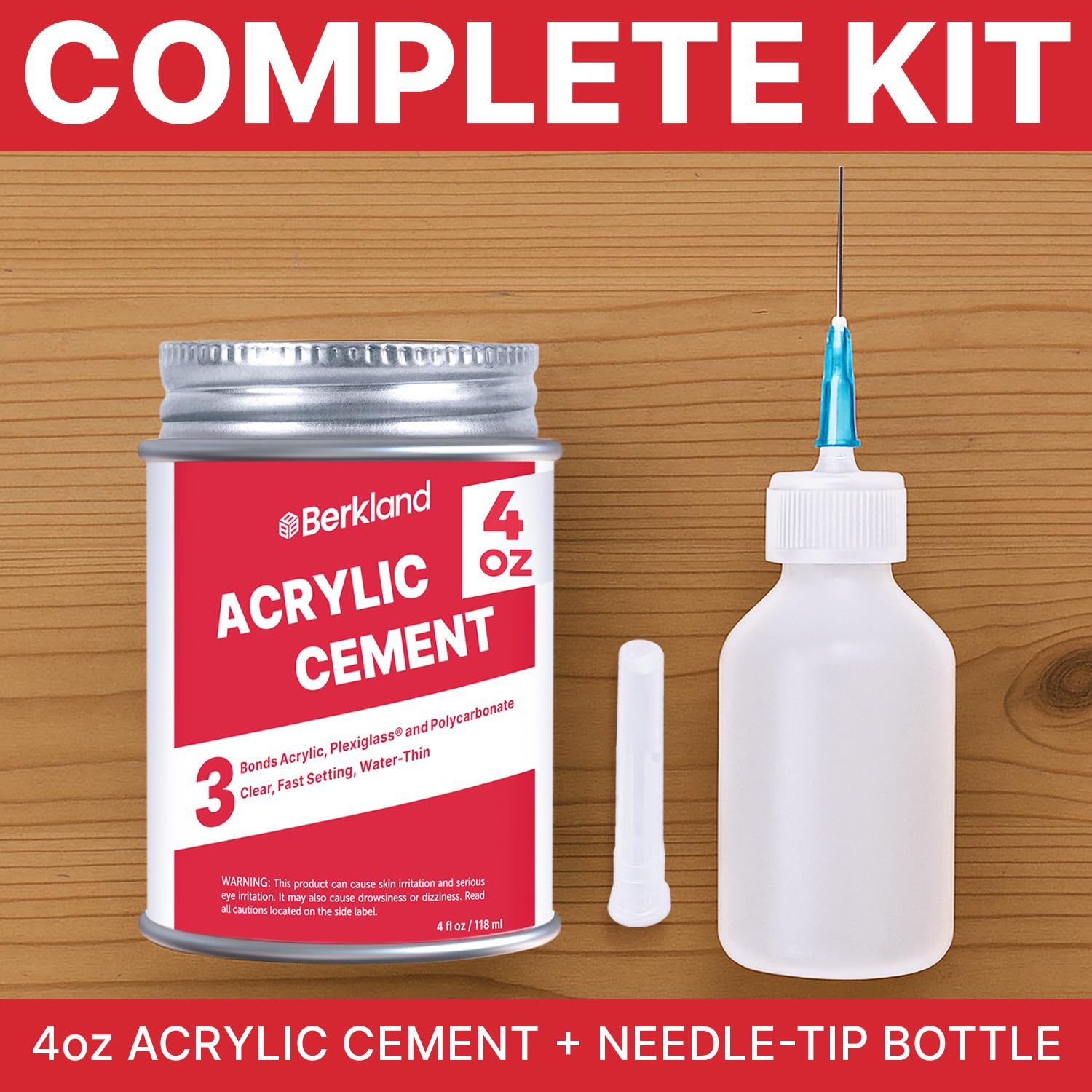 Acrylic Bonding Cement with Applicator Bottle 4 oz, Clear Adhesive for Plexiglass and Plastic Sheets, Fast-Setting Glue