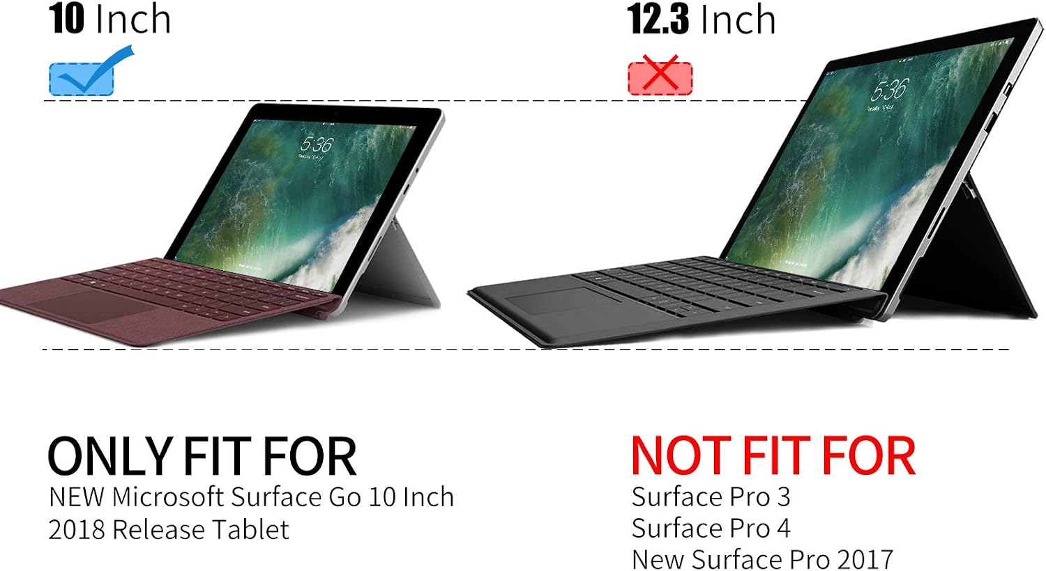 Infiland Microsoft Surface Go case, Multi-Angle Business Cover with Pocket for Microsoft Surface Go 10-Inch 2018 Release Tablet (Compatible with Surface Go Type Cover Keyboard), Dark Red
