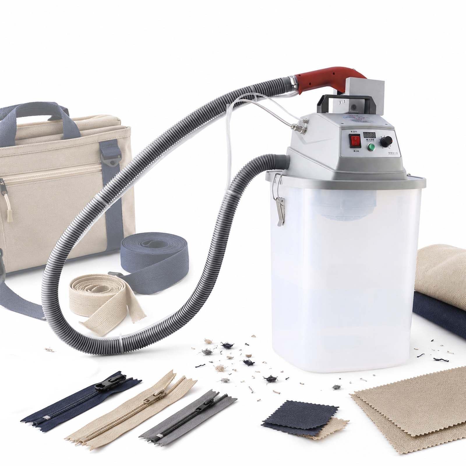 QFGain Automatic Thread Trimmer Machine, Quiet Electric Cutter with Handle Storage Slot and Square Bucket, 450W, 28000 RPM, Noise Reduction