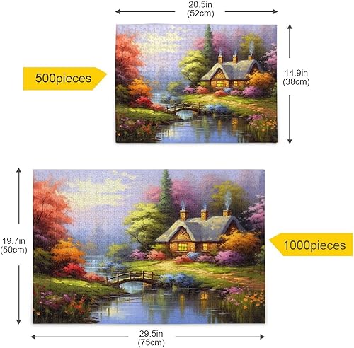 Miniatura 5 de Rompecabezas de flores de cabaña de 500 piezas para adultos, rompecabezas educativos de aprendizaje, juguetes familiares difíciles y desafiantes con