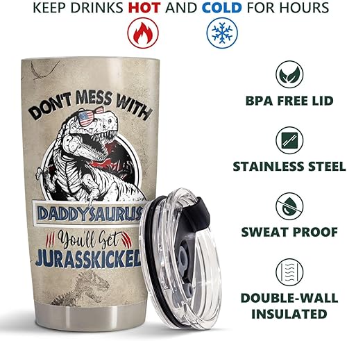 Miniatura 7 de 34HD Regalos para papá, vaso con tapa de acero inoxidable, taza de café de viaje para papá, taza para beber para papá, regalos del día del padre..