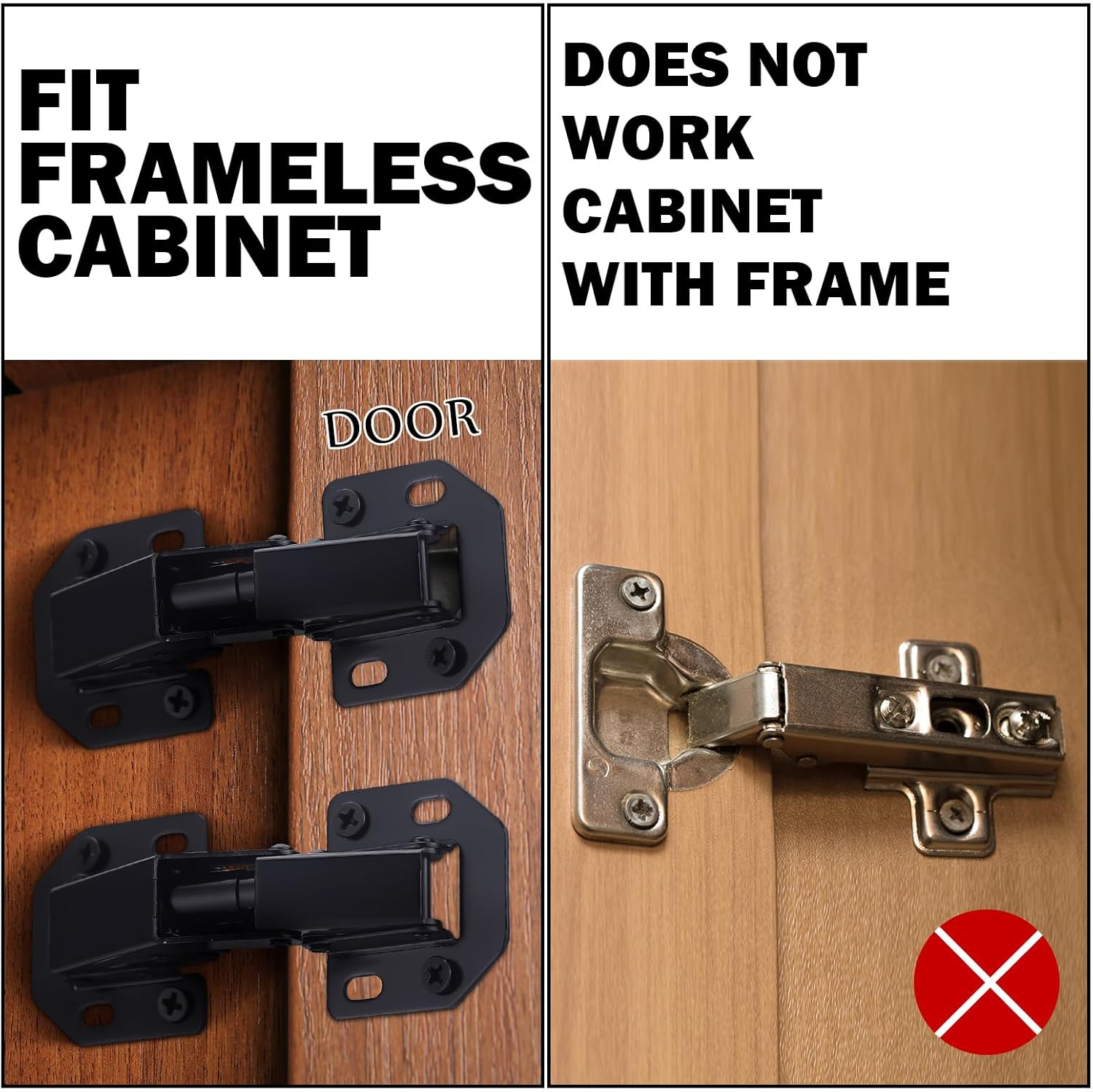 30 Hidden Hinges for Cabinet Doors Frameless Concealed Kitchen Cabinet Hinges 110 Degree Surface Mount No Pre-drilled Heavy Duty for Kitchen Cupboard Door (Hidden A,Black)