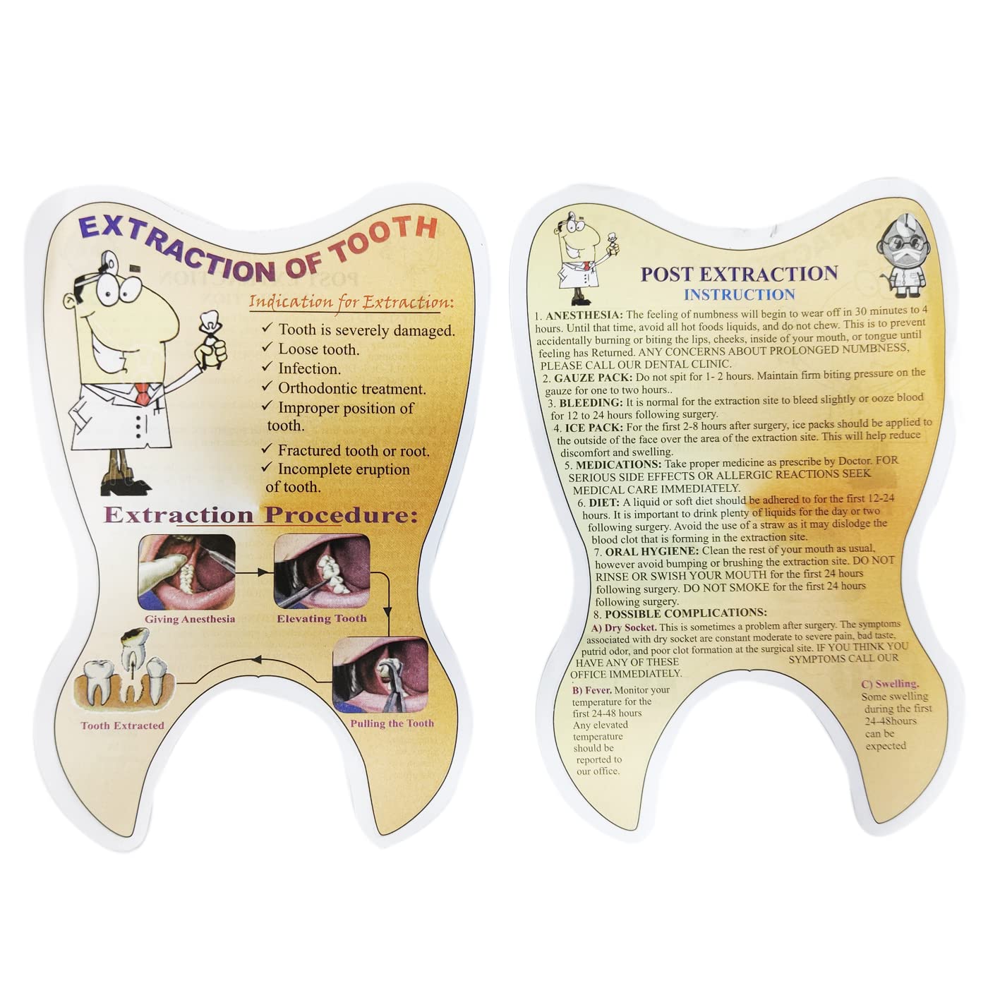 Unique Dents Extraction Of Tooth Educative Pads, Brouchers, Templates