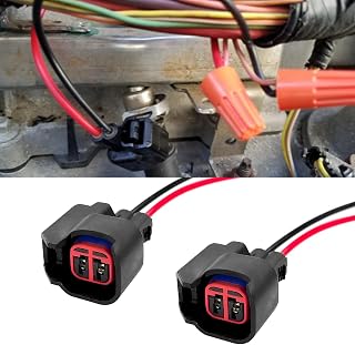 2PCS Fuel Injector Connector Wiring Harness, EV6 EV1 EV14 Injector Pigtail Plug Wire Harness Socket Plug-in Adapter Replacement Kit, Universal Standard Automotive Fuel Injector Pigtail