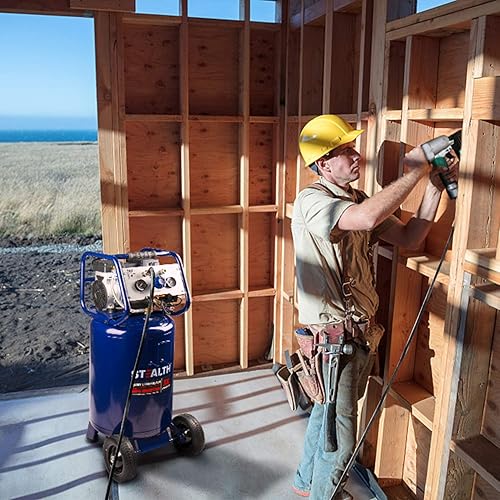 Miniatura 8 de STEALTH - Compresor de aire ultra silencioso de 20 galones, 1.8 HP sin aceite, pico de 150 PSI, 68 decibelios, 5.5 CFM a 40 PSI, 5 CFM a 90 PSI