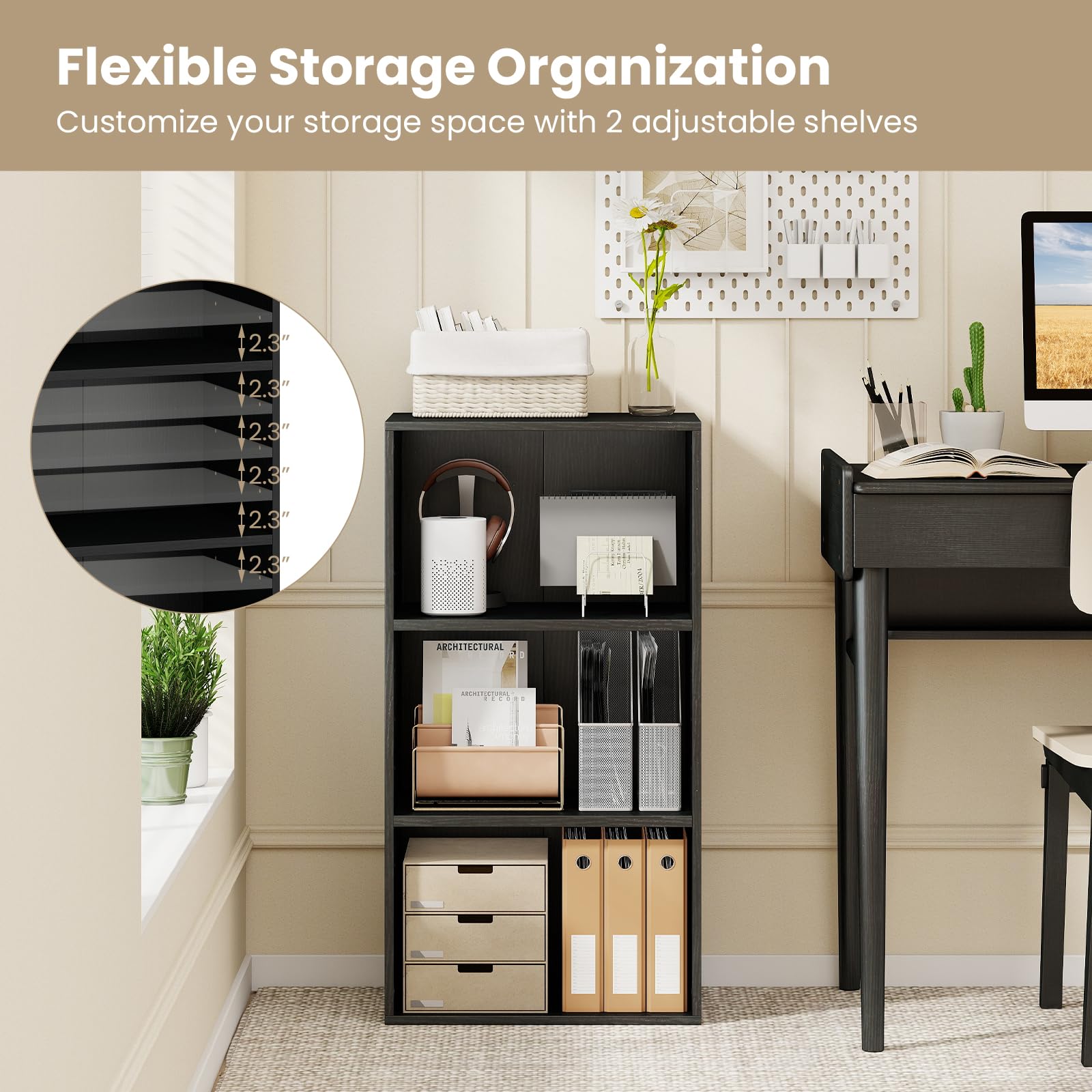 Amazon.com: Giantex 3 Tier Bookshelf, Black Bookcase 3 Shelf, Open