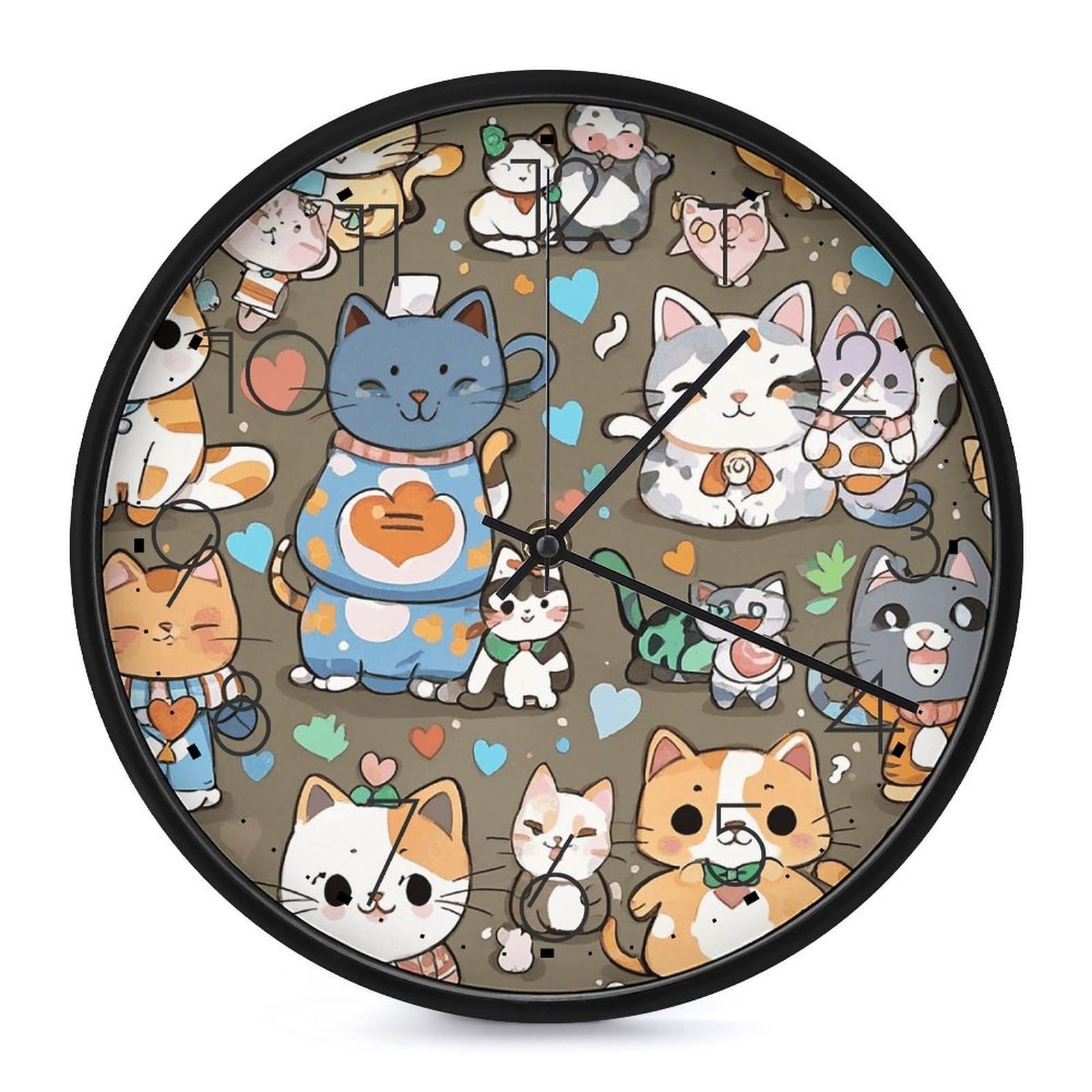 Horloge murale ronde silencieuse de 25cm pour chambre et bureau