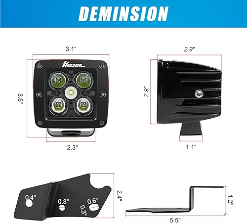 Miniatura 2 de Soportes de montaje de luz de zanja A-Pillar para módulos LED de 3 pulgadas, compatible con accesorios Ford Bronco 2021-2023