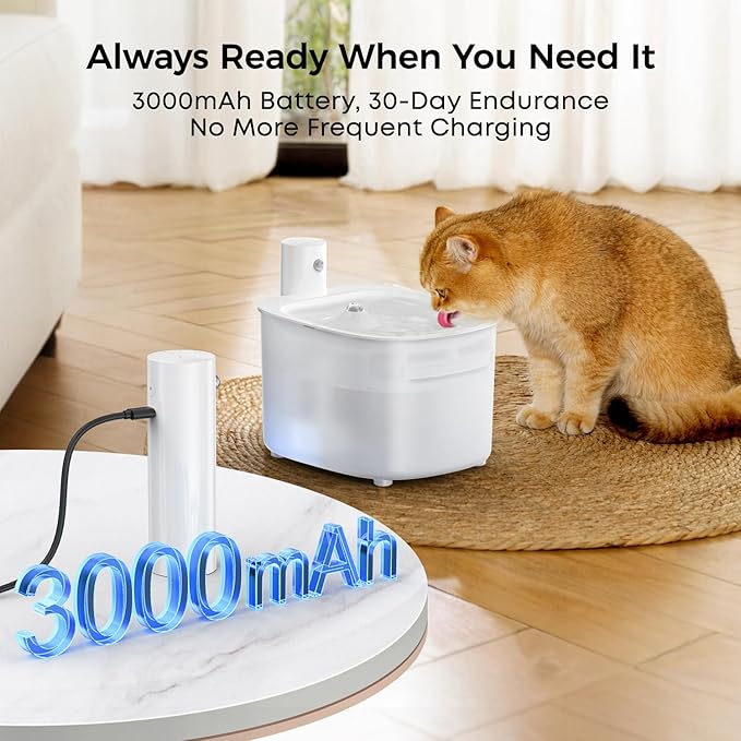 Fuente de Agua Automática para Gatos, Bebedero Inalámbrico con Sensor de Movimiento miniatura 4