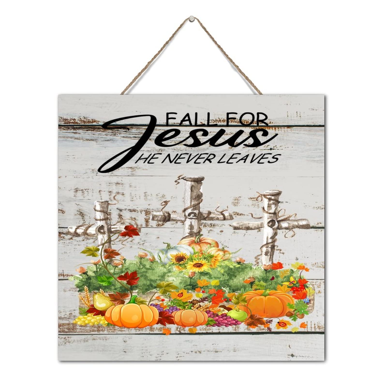 Plaque murale humoristique en bois Fall for Jesus pour porte d entrée chaleureuse