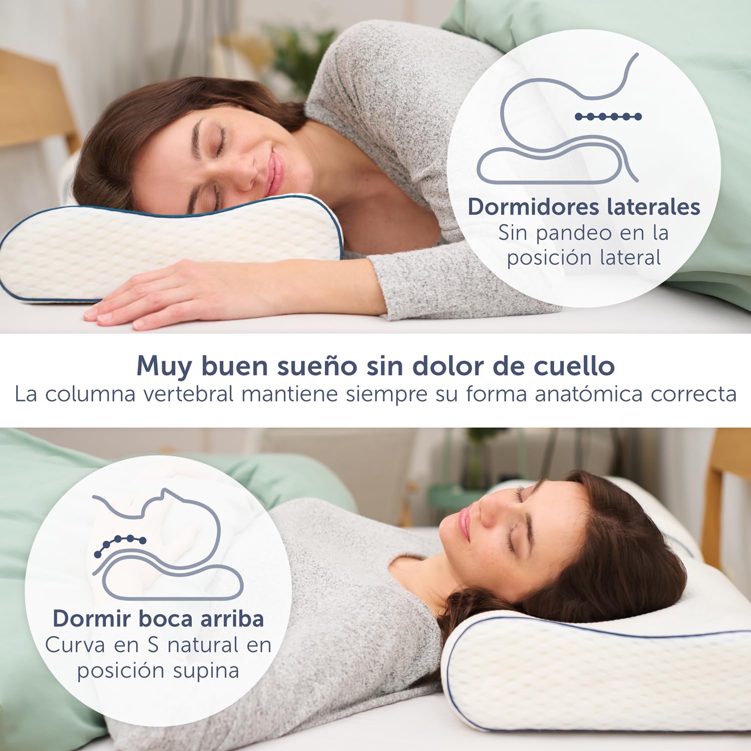Blumtal Almohada Cervical de Espuma viscoelástica – Almohada ortopédica con Funda Lavable, cojín para Dormir de Lado Regulable en Altura sin tumbonas Planas para Dormir de Lado, Espalda y Vientre