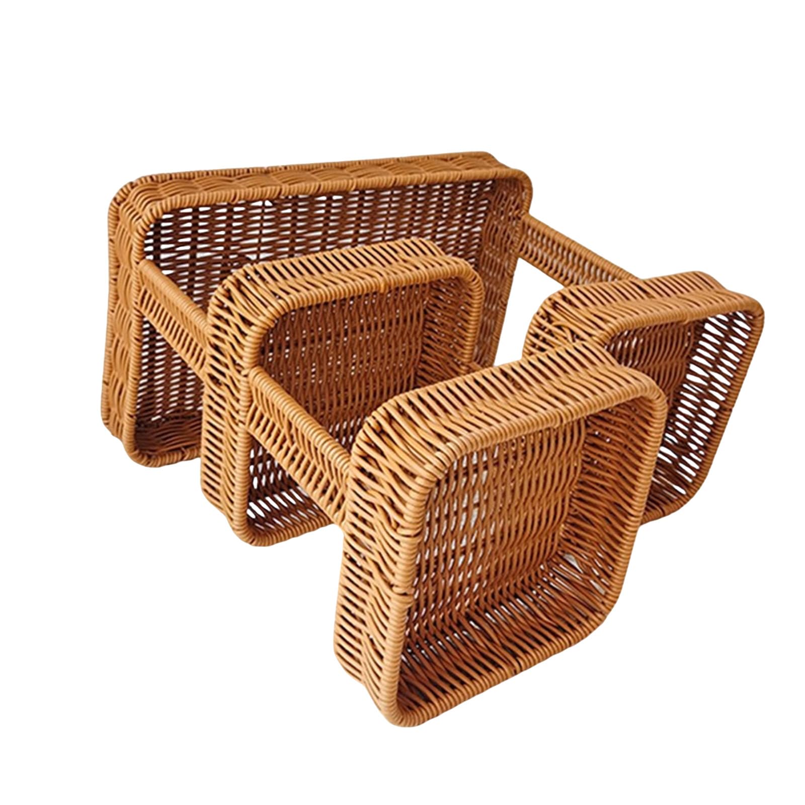 MICFENY Snacks Basket Imitation Rattans Fruit Tray Convenient Dessert Desktop Vegetable Storage Container Kitchen Tool