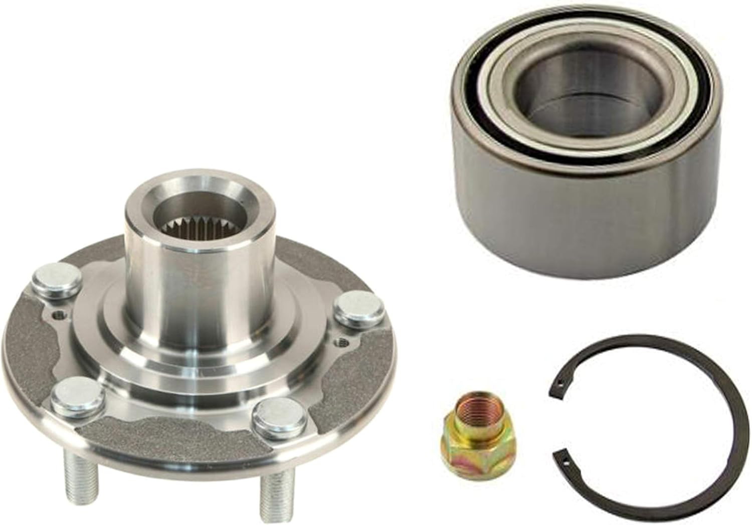 DTA Front Wheel Hub Wheel Bearing Repair Kit Compatible with 2013-2017 Honda Accord; 2015-2019 Acura TLX with Nut Retaining Clip Replaces OEM# 44600-T2F-A01 510118