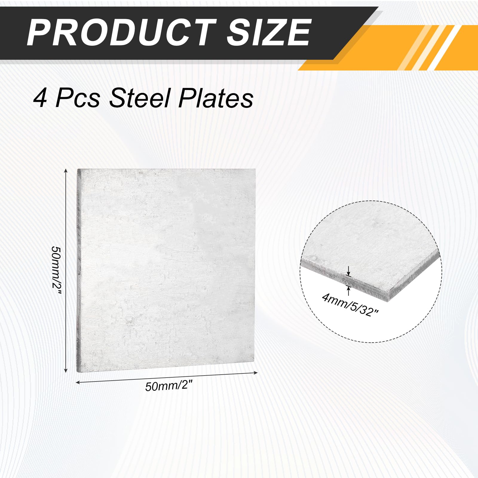 QUARKZMAN 4 Pcs Tôles D'Acier Laminées À Chaud 5/32", 2" x 2" Plaque Métallique De Base Pour Supports Structurels Panneaux De Construction Usage Industriel Fabrication De Machines, Argent