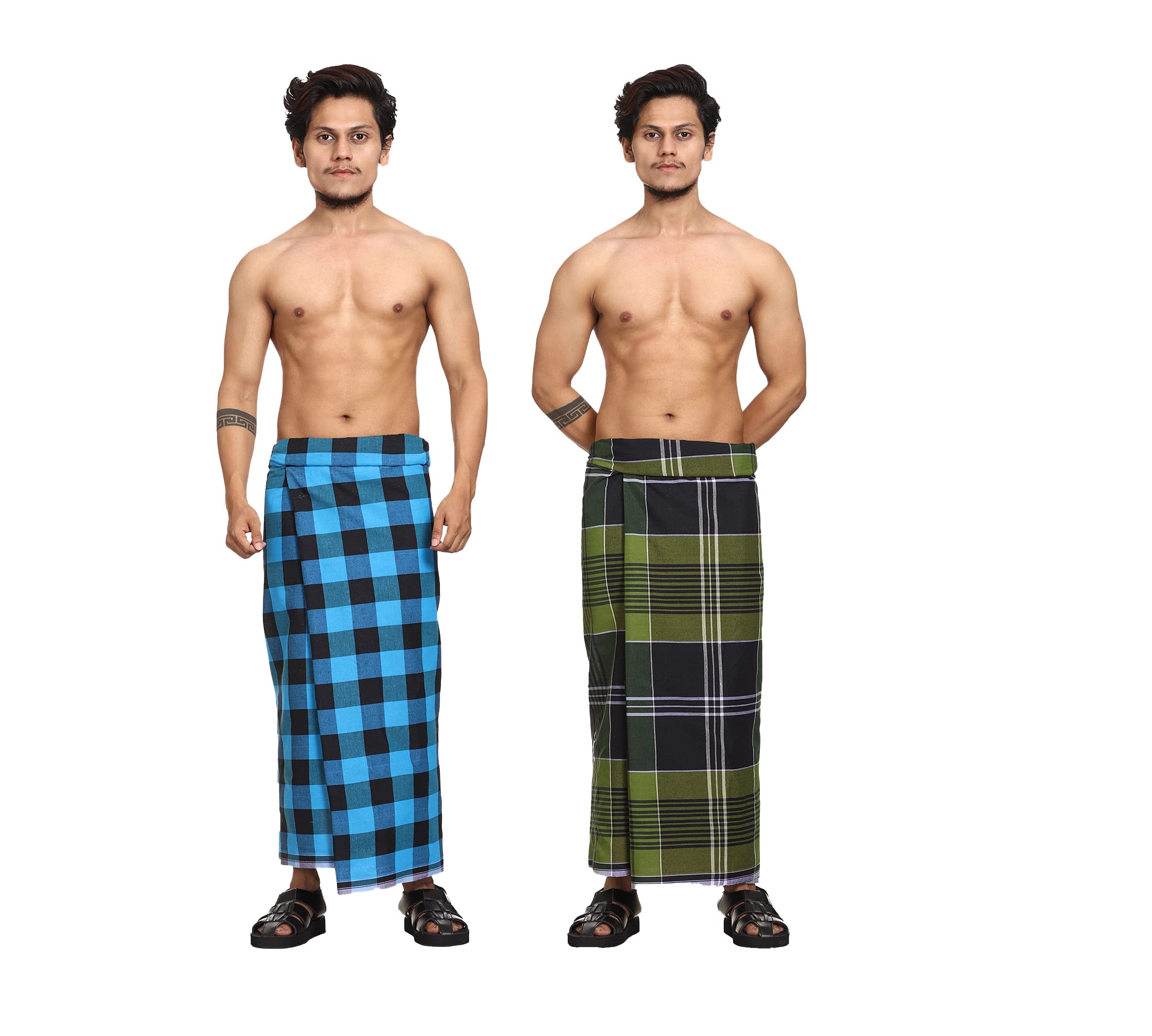 gowri tex Cotton Stitched Lungis Pack Of 2 (Ready To Wear) 2.25Meter-picture-27