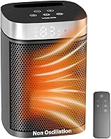 VOCRS 1500W PTC Portable Space Heater with Remote, Thermostat, 12H Timer - Safe, Rapid Heating for Bedroom & Office