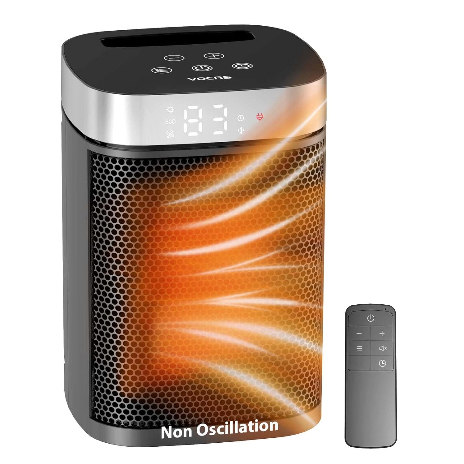 Small Portable Space Heater for Indoor Use - VOCRS 1500W PTC Electric Heater with Thermostat Remote Control 12H