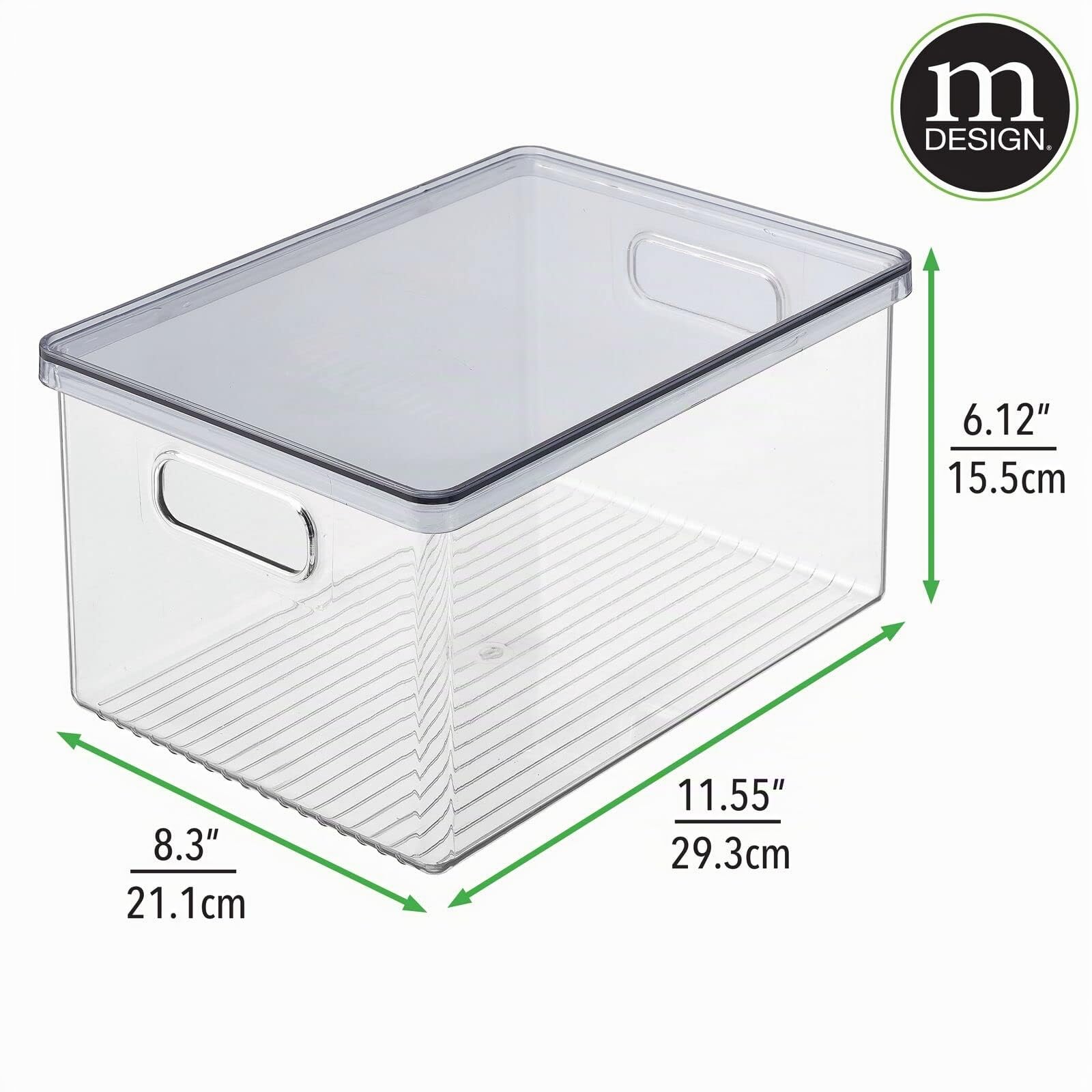 mDesign 4er-Set Kühlschrankbox – Kühlschrank Vorratsdose mit Griffen und abnehmbarem Deckel – lebensmittelechte Aufbewahrungsbox aus Kunststoff für Küche und Speisekammer – durchsichtig/grau