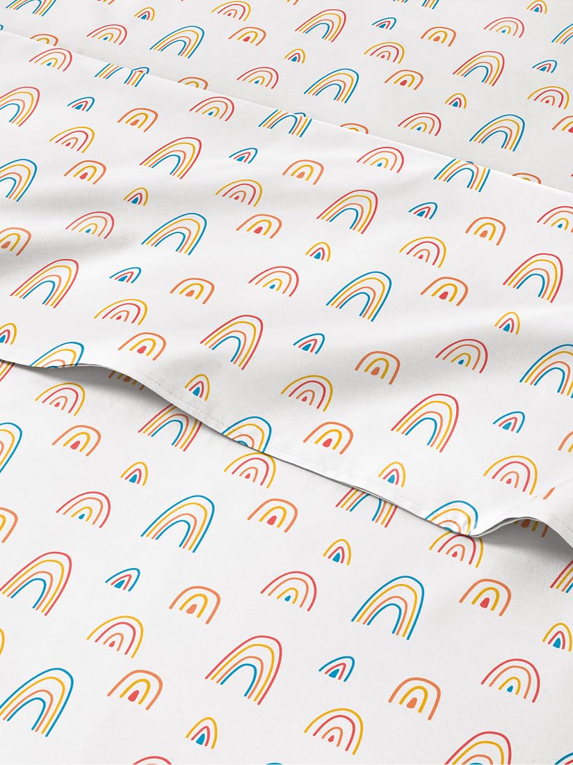 Kids Queen Size Rainbows Bed Sheets - 4 Piece Kids Rainbows Sheet Set