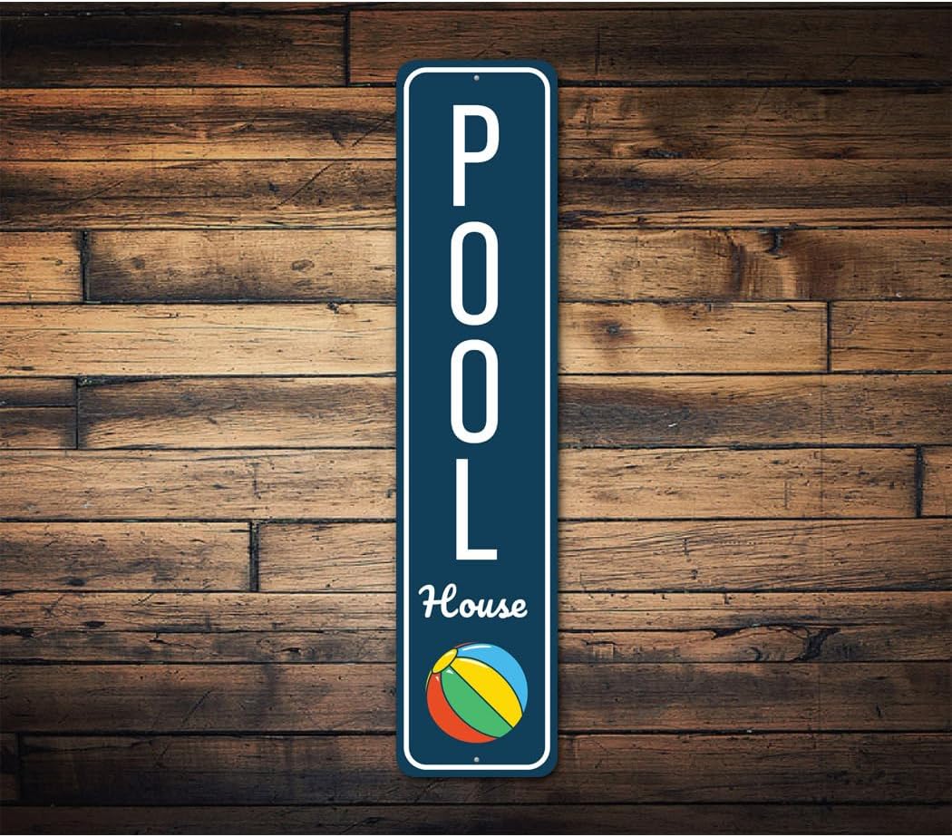 Pool House Swimming Pool Ball Sign - 9 x 36
