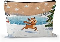 Vista 16 de Cafl Bolsa de maquillaje para mujeres y niñas, organizador de viaje portátil de gran capacidad, 10 x 8 pulgadas, Par de mirlo posado en ramas