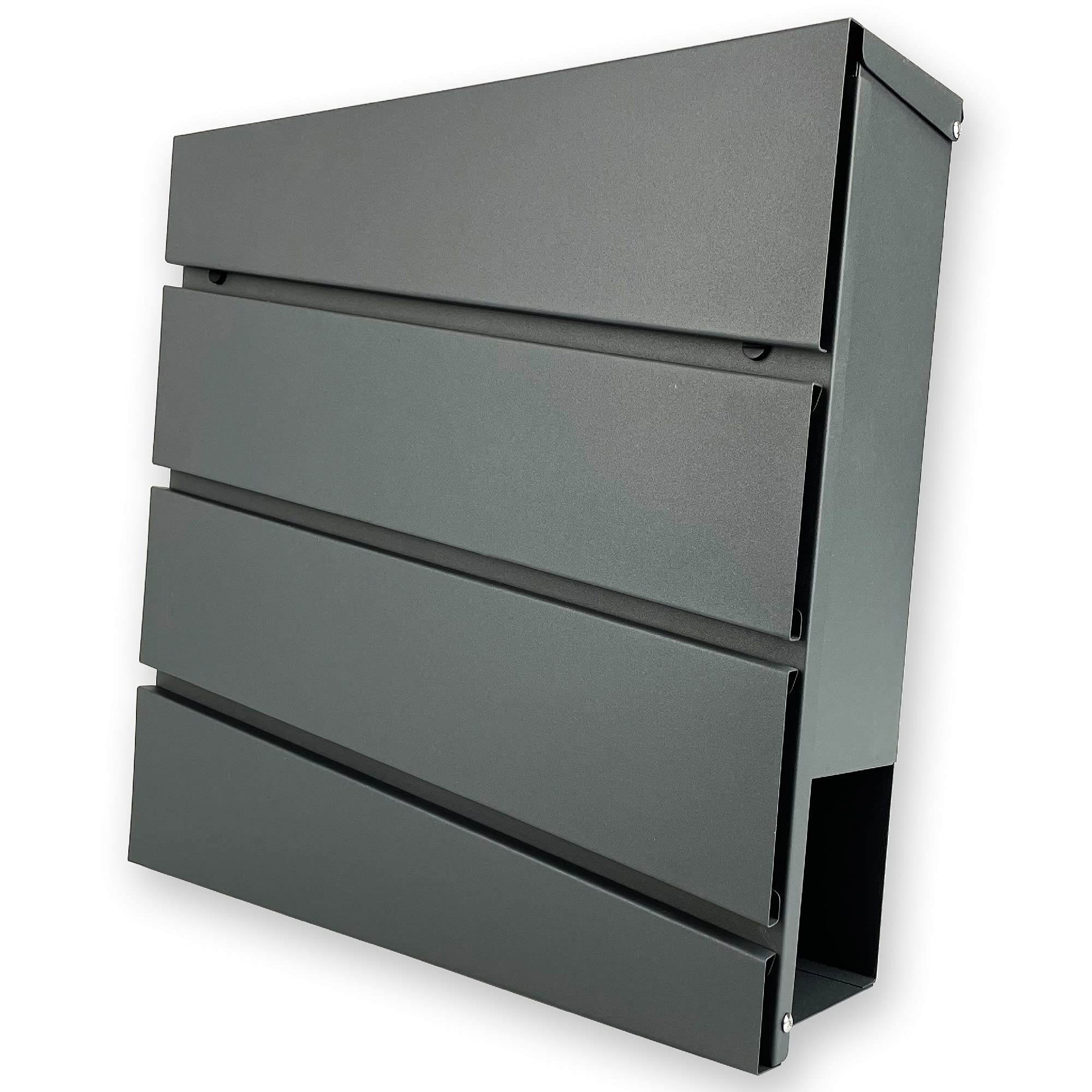 Cassetta postale design V16 portagiornale verniciata a polvere antracite chiusura a chiave