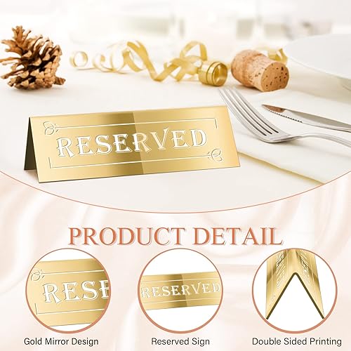 Vista 10 de DI QIU REN 10 letreros de mesa reservados, letrero acrílico para mesa de reserva de invitados, letreros de asiento reservado de doble cara, letrero