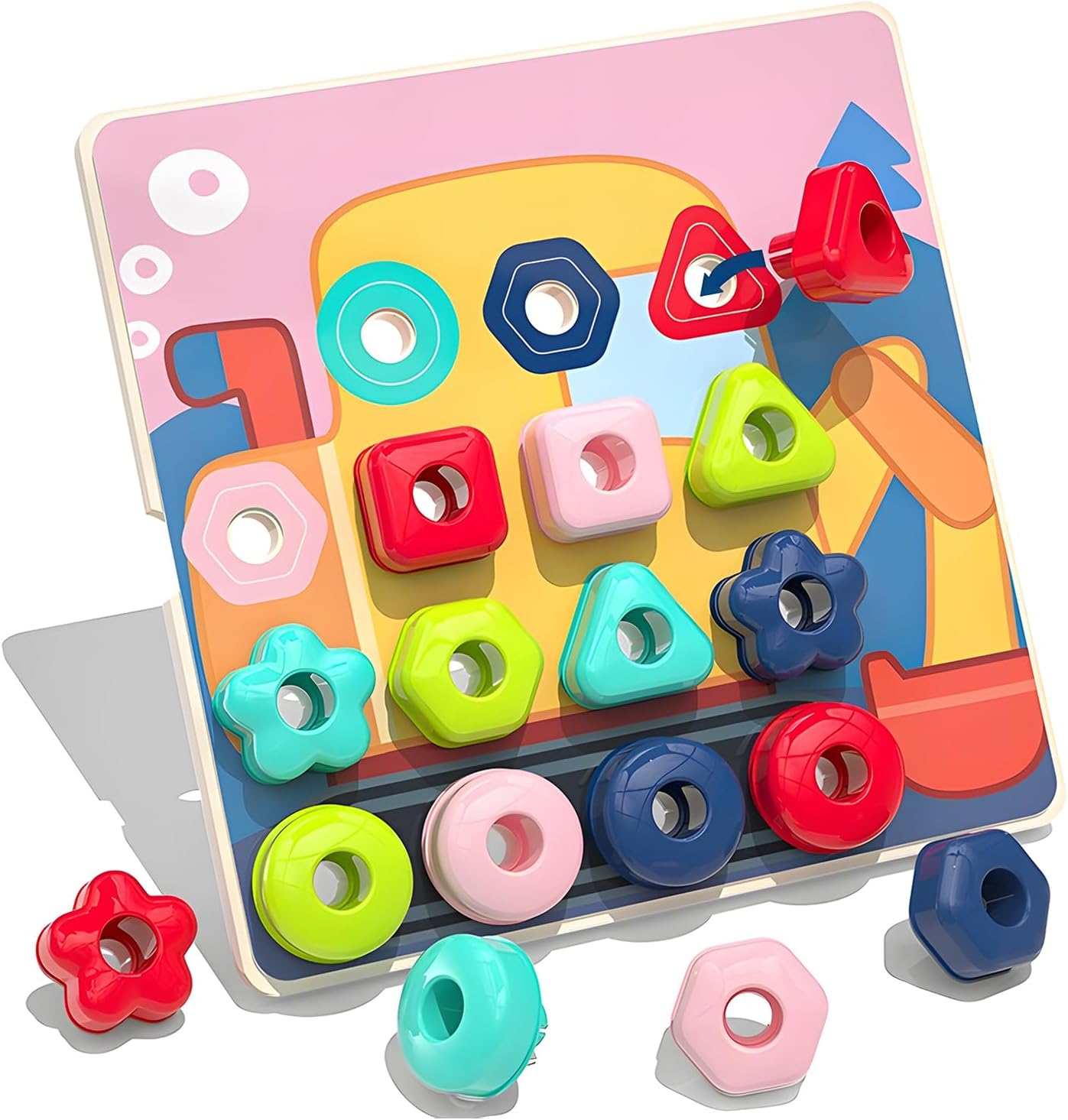 47 Pcs Button Art Toys for Toddlers, Button Learning Toys