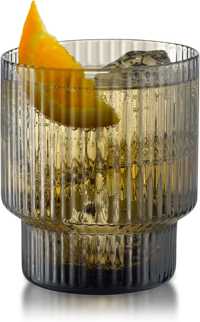 Set de 4 Vasos Qualia Carousel Gris con Diseño Acanalado 11 oz miniatura 3