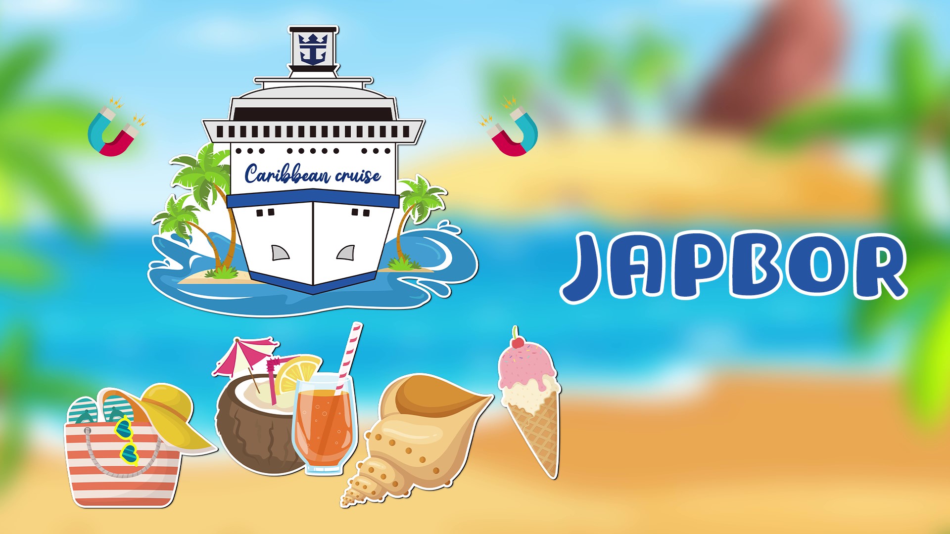 Cruise Door Magnets - 5PCS Caribbean Themed Fridge Stickers, Magnetic Decor For Ship Cabin & Home